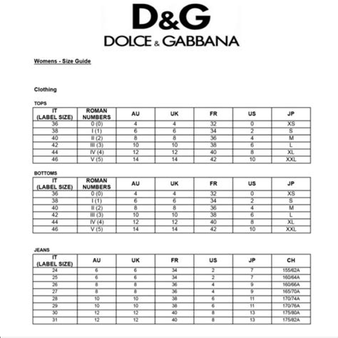 dolce gabbana size gude|dolce gabbana jeans size chart.